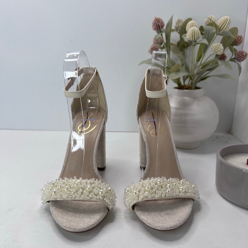 Sam Edelman Yaro Perla Block Heal Sandal Modern Ivory Women's 8 Bridal Wedding - Picture 2 of 10